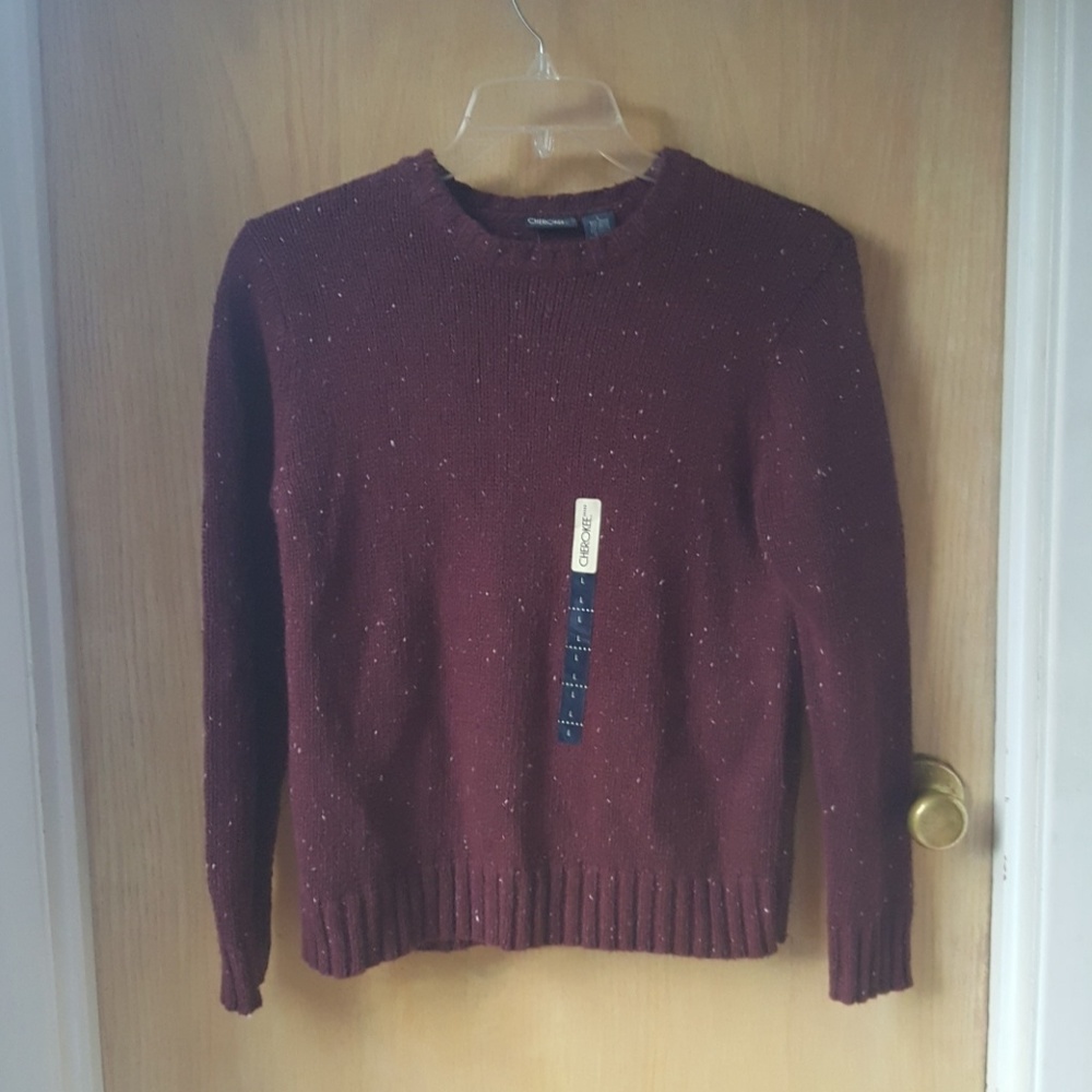 New CHEROKEE crew-neck Sweater Burgundy Size Large
